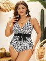 SHEIN Swim Vcay Plus Size Leopard Print One-Piece Swimsuit