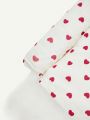 Cozy Cub Baby Girls' Heart-shaped Pattern Round Neck Long Sleeve Top With Lotus Leaf Hem, 2pcs/set