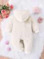 Baby Boy Rainbow Embroidery Hooded Teddy Jumpsuit