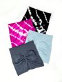 4pcs Tie Dye Wideband Waist Sports Shorts