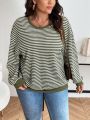 Ladies' Dropped Shoulder Sweatshirt With Wavy Stripes