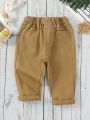 Baby Basic Casual Khaki Color Conic Jeans, Comfortable Fit