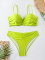 SHEIN Swim Vcay Pleated Detail Bikini Swimsuit Set