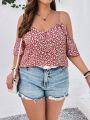 SHEIN LUNE Plus Size Off Shoulder Floral Cami Top