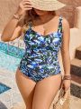 SHEIN Swim Classy Plus Size Floral Printed One-piece Swimsuit
