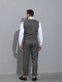 Manfinity Men's Plaid Button Vest Pants Suit Set