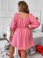 SHEIN MOD Plus Size Women's Puff Sleeve Dress