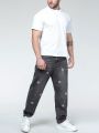 Men Plus Star Print Straight Leg Jeans