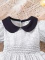 Baby Girls' Stylish Princess Dress With Cute Doll Collar