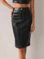 ARMAS High Waist PU Leather Pencil Skirt