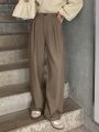 FriFul Solid High Waist Wide Leg Suit Pants