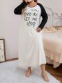 Plus Slogan Graphic Contrast Raglan Sleeve Nightdress