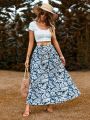 SHEIN VCAY Women'S Full Printed Style Skirt