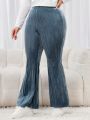 SHEIN Mulvari Women's Plus Size Solid Color Flare Pants
