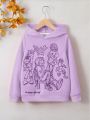 Girls (Large) Comic Character Printed Hooded Sweatshirt