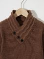 Boys' Solid Color Button Detail Sweater