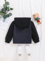 SHEIN Baby Boy Color Blocking Button Front Hooded Jacket