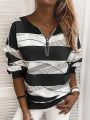 Color Block Striped Drop Shoulder Sweatshirt