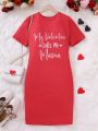 Women's Slogan Printed Dress