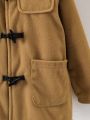 SHEIN Kids EVRYDAY Young Boy Dual Pocket Hooded Duffle Overcoat Without Sweater