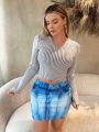 SHEIN SXY Imitation Denim Print Bodycon Skirt Spring Summer Women Clothes Bachelorette Party Spring Break Birthday Outfit Valentine Day Sexy Outfits