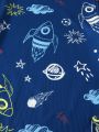 Boys' Night Glow Cosmic Element Printed Tight Home Wear Set