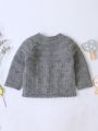 Infant Girls' Button Up Cardigan With Overlapping Shoulders