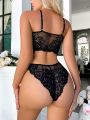 SHEIN Women's Front Closure Lace Sexy Lingerie Set