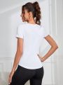 SHEIN Mesh Splice Raglan Sleeve Sports T-Shirt