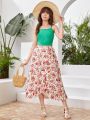 Teen Girls' Floral Print Cami Top And Skirt Set