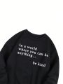 Slogan Graphic Thermal Lined Sweatshirt