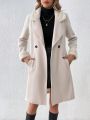 SHEIN Frenchy Women's Patchwork Collar Woolen Jacket With Lapel