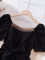 Tween Girl's Geometric Web Short-Sleeved Dress