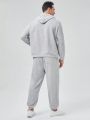 SHEIN Extended Sizes Men Plus Letter Graphic Hoodie & Sweatpants