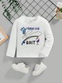 Baby Boys' Casual Cartoon Pattern Long Sleeve Round Neck Top For Autumn