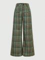 Fairycore Women's Plaid Wide Leg Trousers