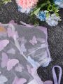 SHEIN Kids EVRYDAY Young Girl 2pcs/Set 3d Floral Mesh Top & Cami Dress