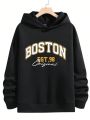 Men's Large Size Monogram Drop Shoulder Hooded Sweatshirt