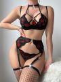 Classic Sexy Ladies' Lip Lace Sexy Lingerie Set