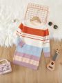 SHEIN Kids EVRYDAY Young Girl Color Block Sweater Dress