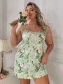 Plus Size Mini Floral Printed Cami Slip Dress