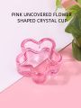 1pc Multifunctional Pink Mini Flower Shaped Crystal Pen Holder, Color Mixing Cup, Water Cup