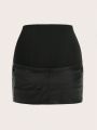 SHEIN ICON Solid Button Front PU Bodycon Club Skirt