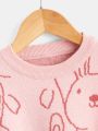 SHEIN Kids QTFun Young Girl Rabbit Pattern Asymmetrical Hem Sweater