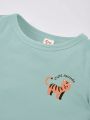 SHEIN Baby Boy's Cartoon Animal Stripe Print Top 3pcs/Set