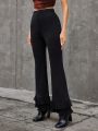 SHEIN Privé Solid Flared Trouser Pants