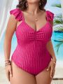 Plus Size Women'S Ruffle Edge One-Piece Swimsuit