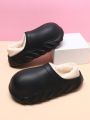 Women's Fashionable & Simple Black Holes Shoes, Waterproof & Warm Slippers, Suitable For Home And Garden, Fall & Winter