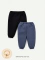 Cozy Cub 2pcs/Set Baby Boys' Solid Color Elastic Cuff Pants