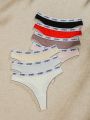 SHEIN 7pcs/Set Women'S Thong Strap Letter Print Panties